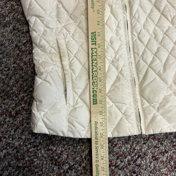 Eddie Bauer Ivory Faux Fur Collar Quilted Premium Goose Down Zip Up Vest Size S - Picture 12 of 15